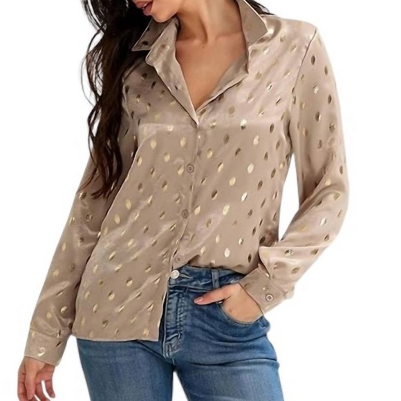 Mazik Tops - Mazik Women's Having a Ball Foiled Blouse Size Medium